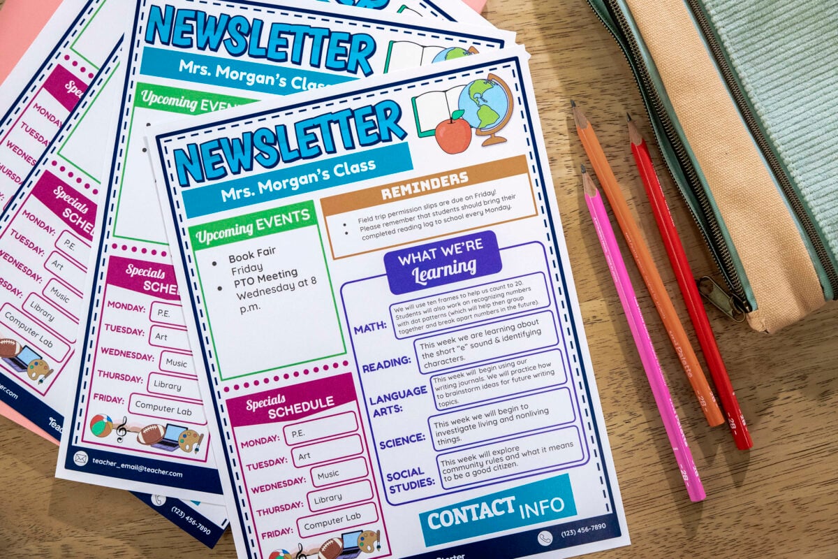 elementary school newsletter templates