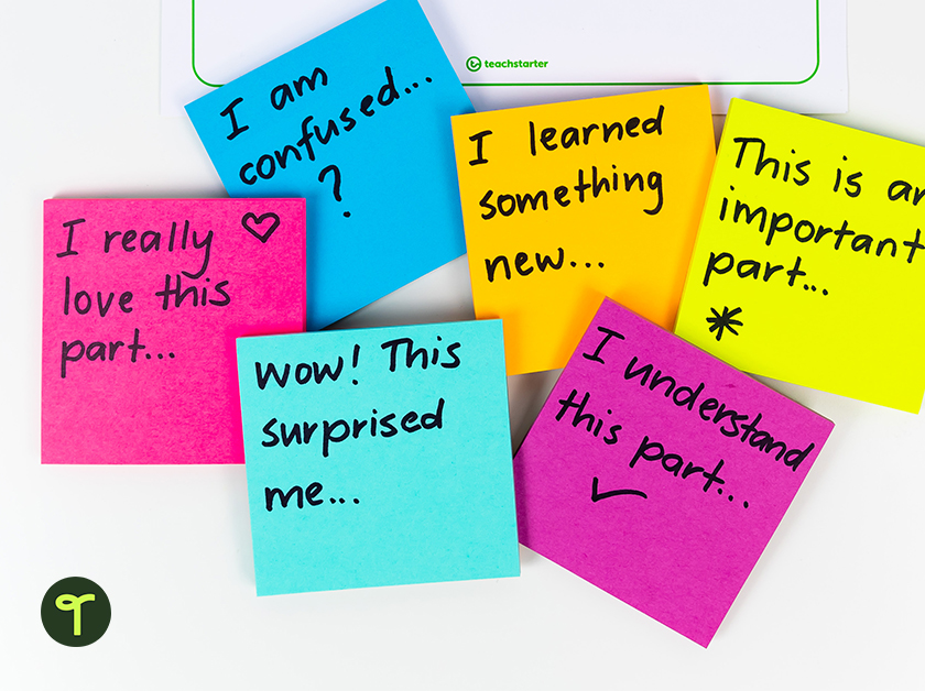 sticky notes with student comments on them