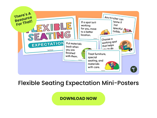 Flexible Seating Expectation Mini-Posters with green 