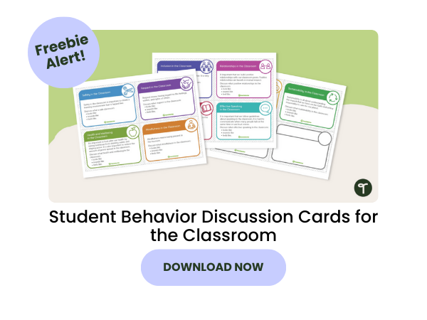 Student Behavior Discussion Cards for the Classroom with purple 