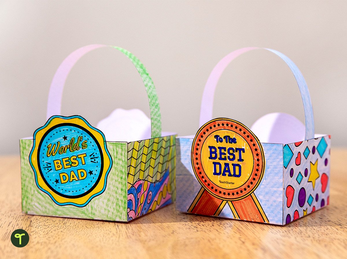 Printable Father's Day Craft - Mini Gift Basket Template