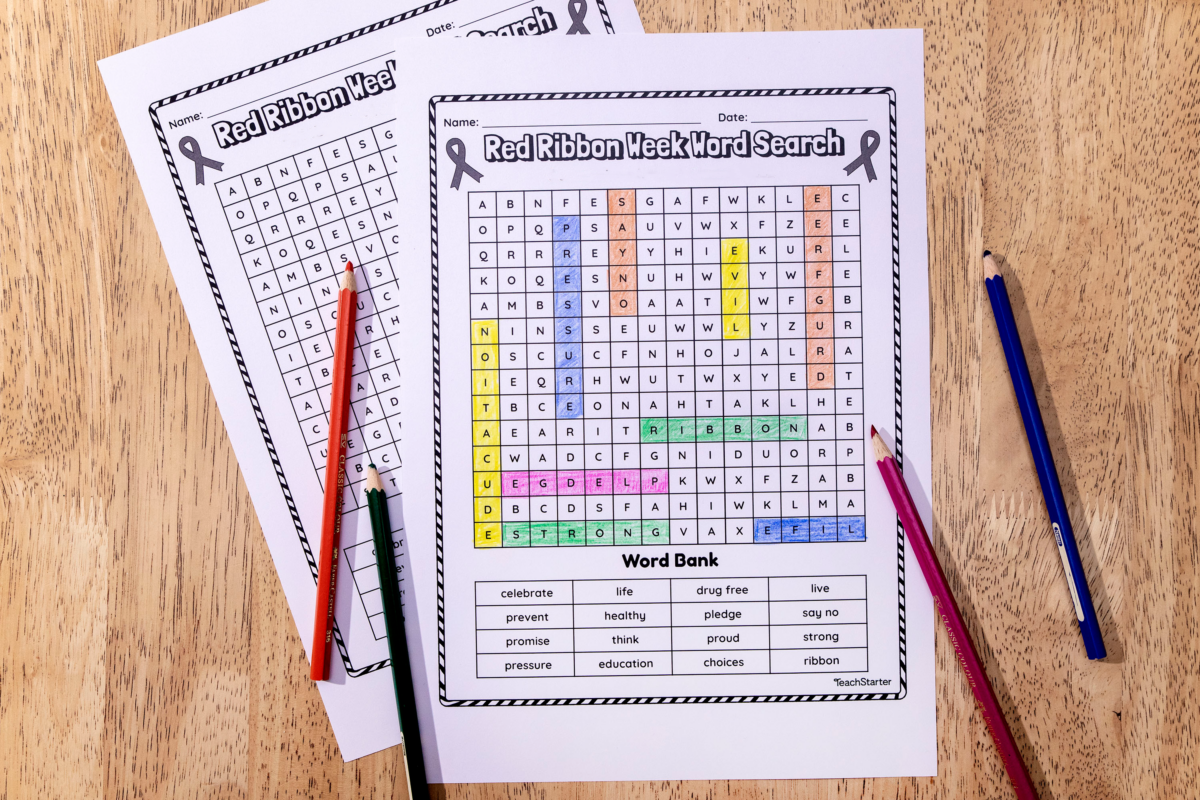 red ribbon week word search