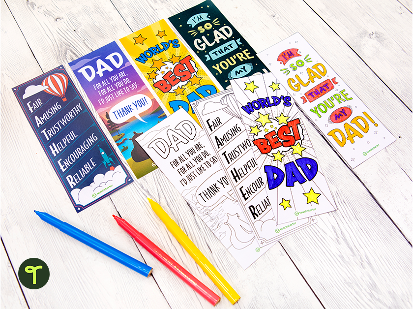 Printable Father's Day Coloring Bookmarks