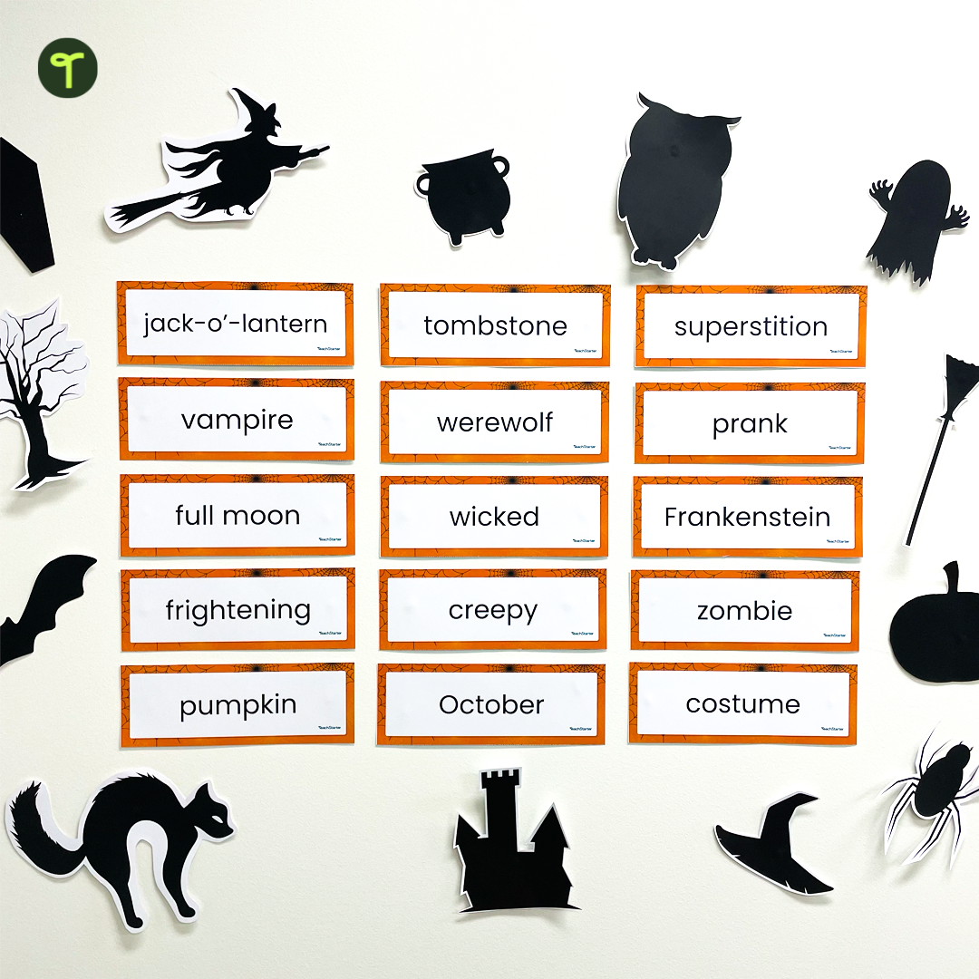 Halloween Silhouettes and Word Wall