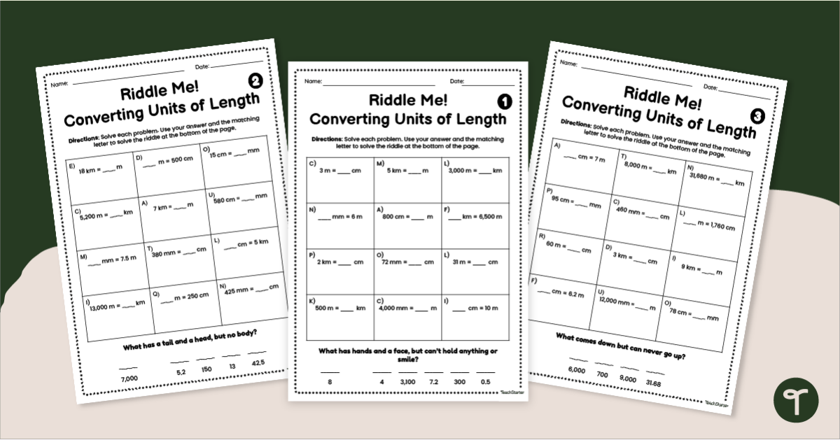 metric unit conversion worksheets