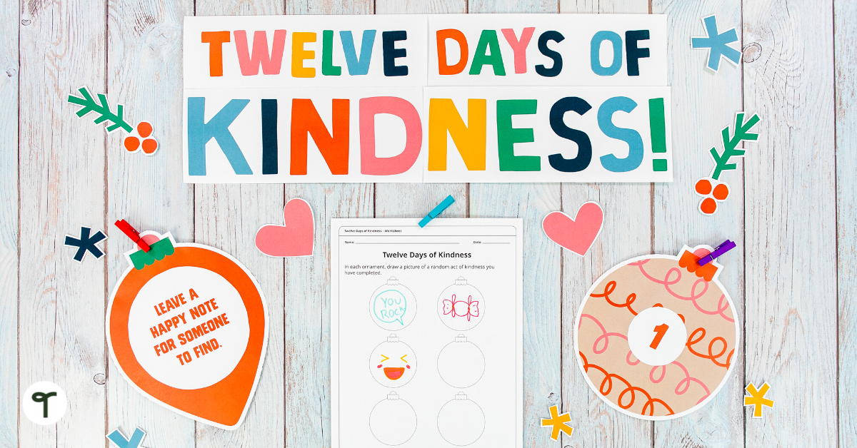 Twelve Days of Kindness bulletin board - Teach Starter