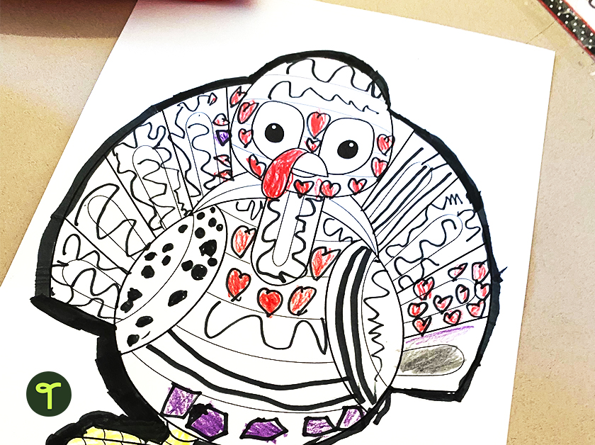 zentangle turkey coloring sheet