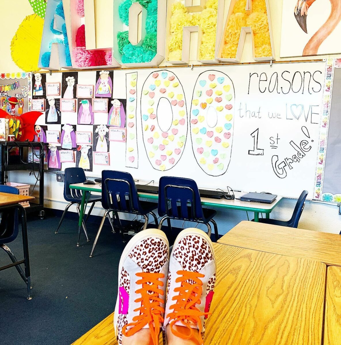 100 reasons that we love first grade on white board