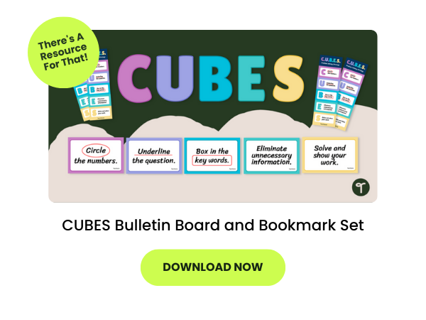 The words CUBES Bulletin Board and Bookmark Set appear beneath an image of the bulletin board set