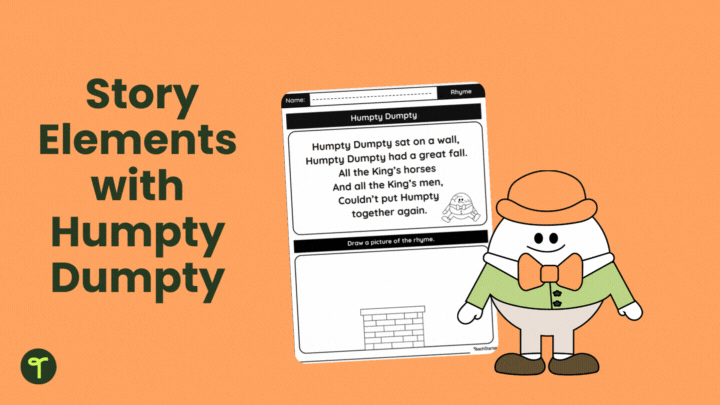 Humpty Dumpty Story Elements worksheets
