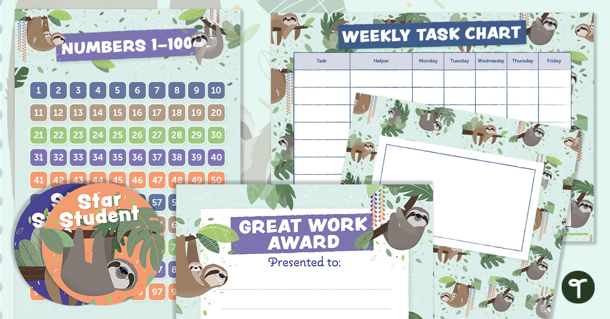 Sloth Classroom Theme Pack - Teach Starter