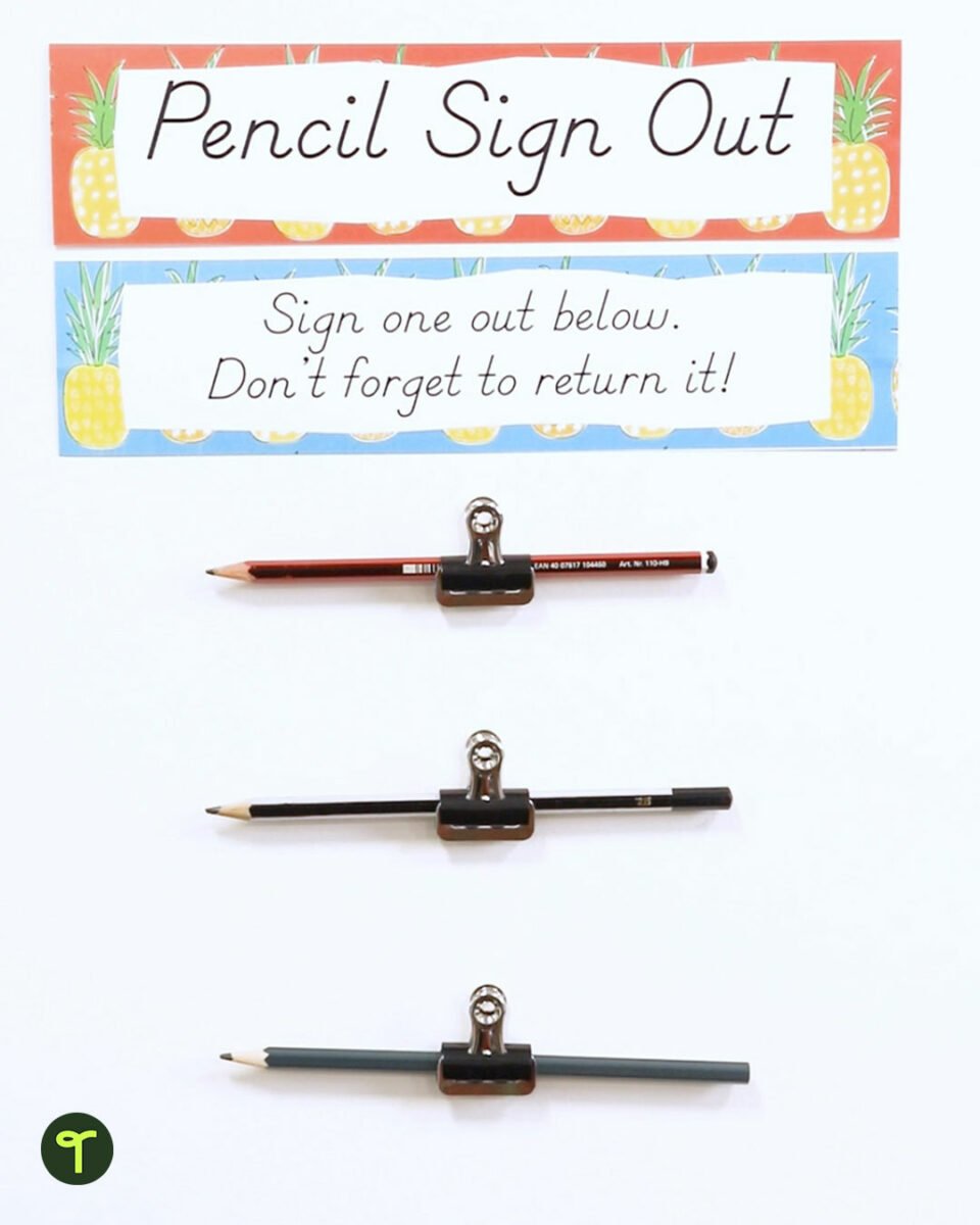 pencil sign-out station for classroom