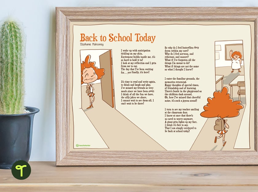 Back To School Today Poem Teach Starter