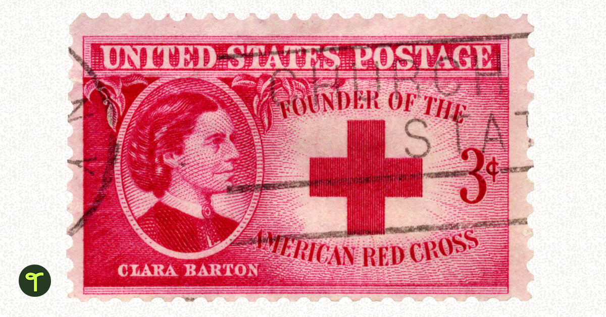 Clara Barton on postage stamp - Teach Starter
