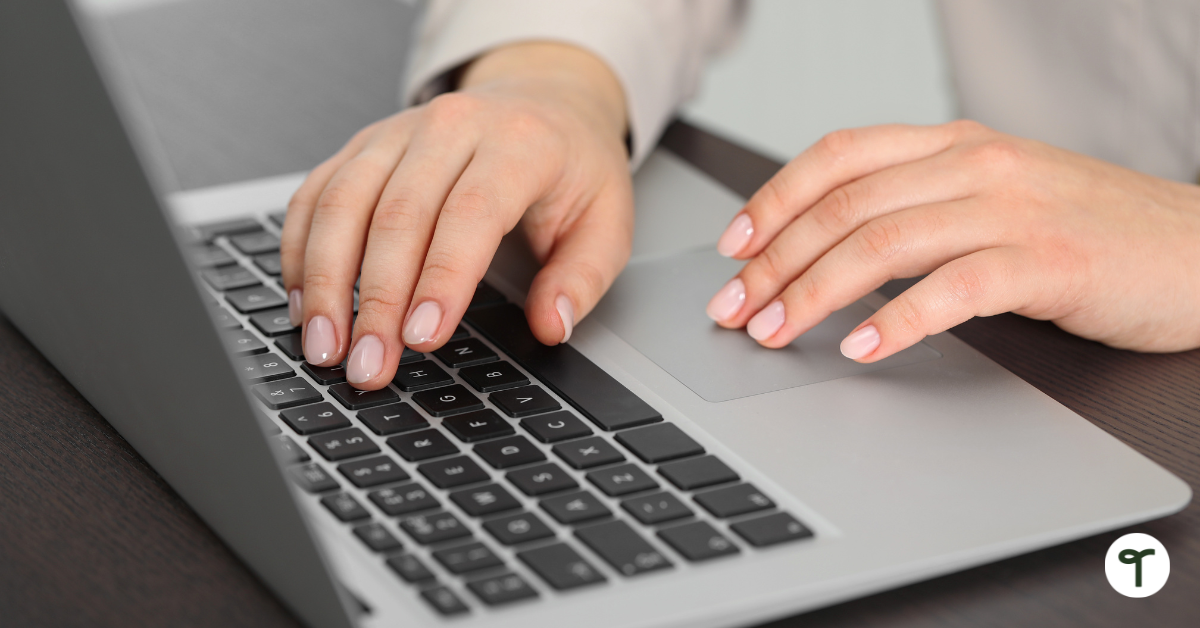 Hands Typing on Laptop - Teach Starter