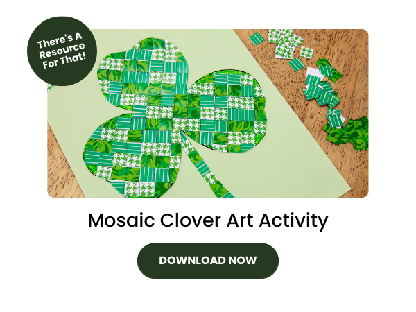 Mosaic Clover Art Activity with dark green 