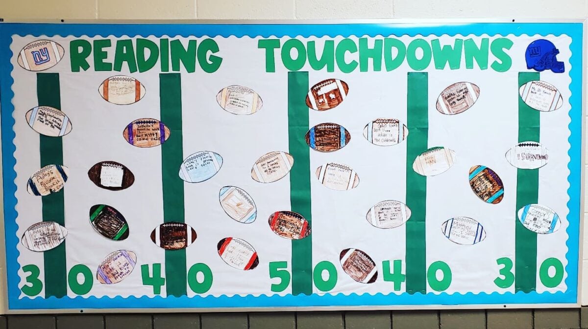 Reading Touchdowns Football Bulletin Board - Teach Starter