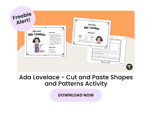 Ada Lovelace Cut and Paste Shapes and Patterns with pink 