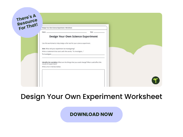 Design Your Own Experiment Worksheet with purple 