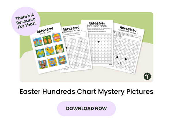 Easter Hundreds Chart Mystery Pictures with pink 