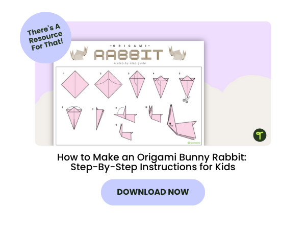 How to Make an Origami Bunny Rabbit preview with purple 
