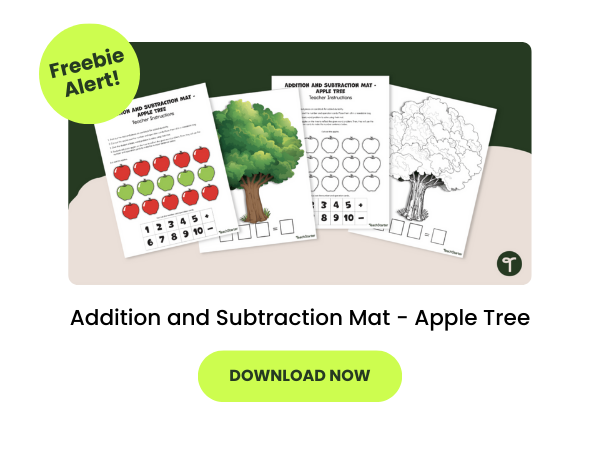 Addition and Subtraction Mat - Apple Tree with green 