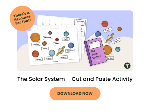 Solar System Cut and Paste activity with orange 
