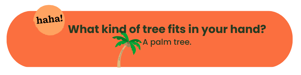 What kind of tree fits in your hand? A palm tree.