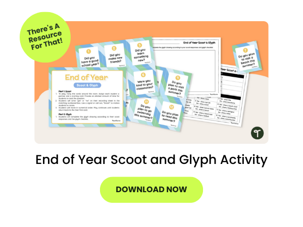 End of Year Scoot and Glyph Activity with green 