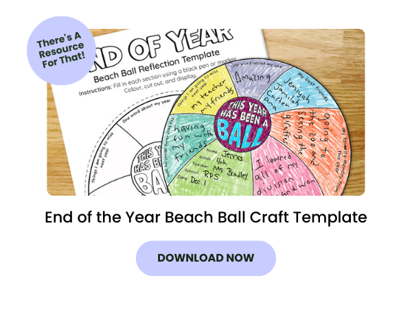 End of the Year Beach Ball Craft Template with purple 