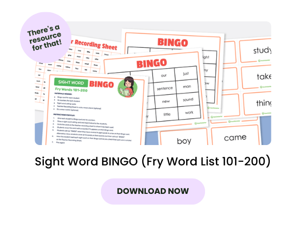 Sight Word Bingo FRY Teach Starter