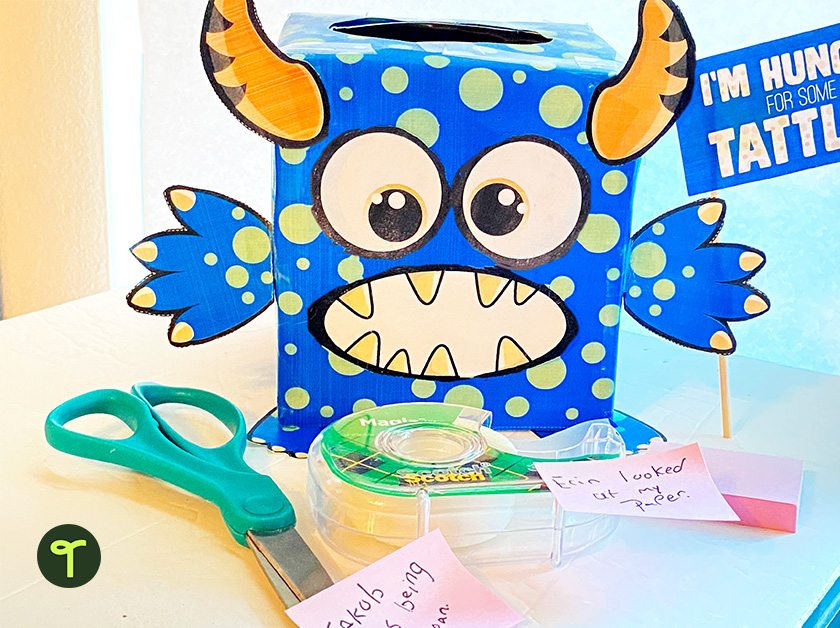 Tattle Monster Tattle Telling Tissue Box Template Teach Starter