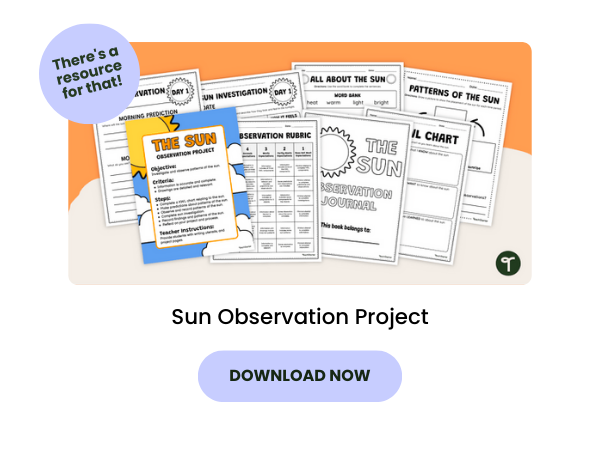 A worksheet for kids called Sun Observation Project