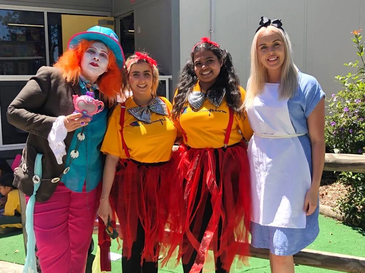 A group of teachers dressed up as the Wizard of Oz Characters for Book Week