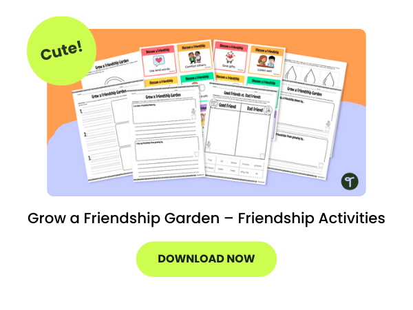 An image of a series of activities for kids about how to be a good friend