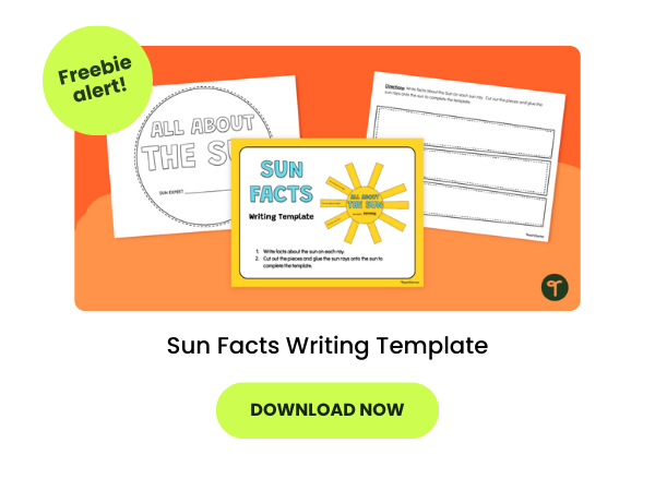 A writing activity for kids about the sun