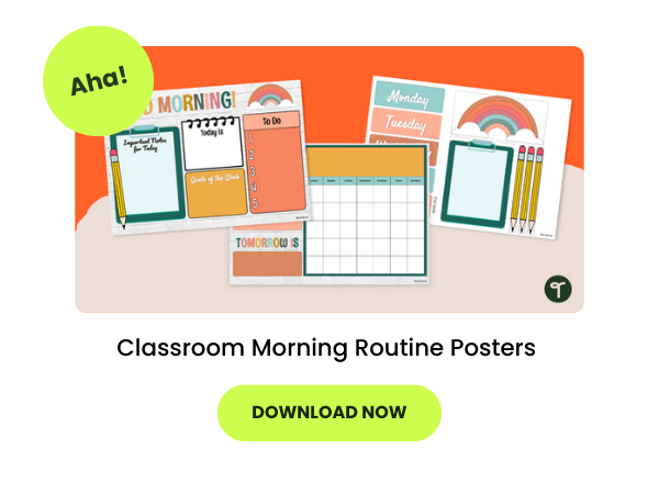 A classroom morning routine poster