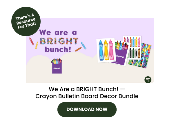Crayon Bulletin Board Decor Bundle with dark green 