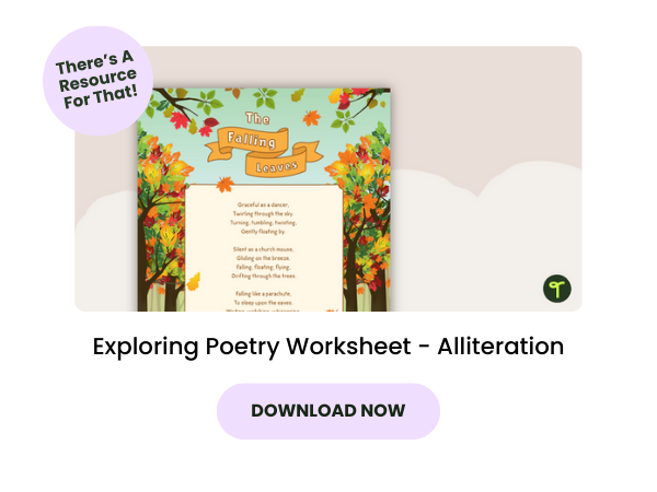 Exploring Poetry Worksheet - Alliteration