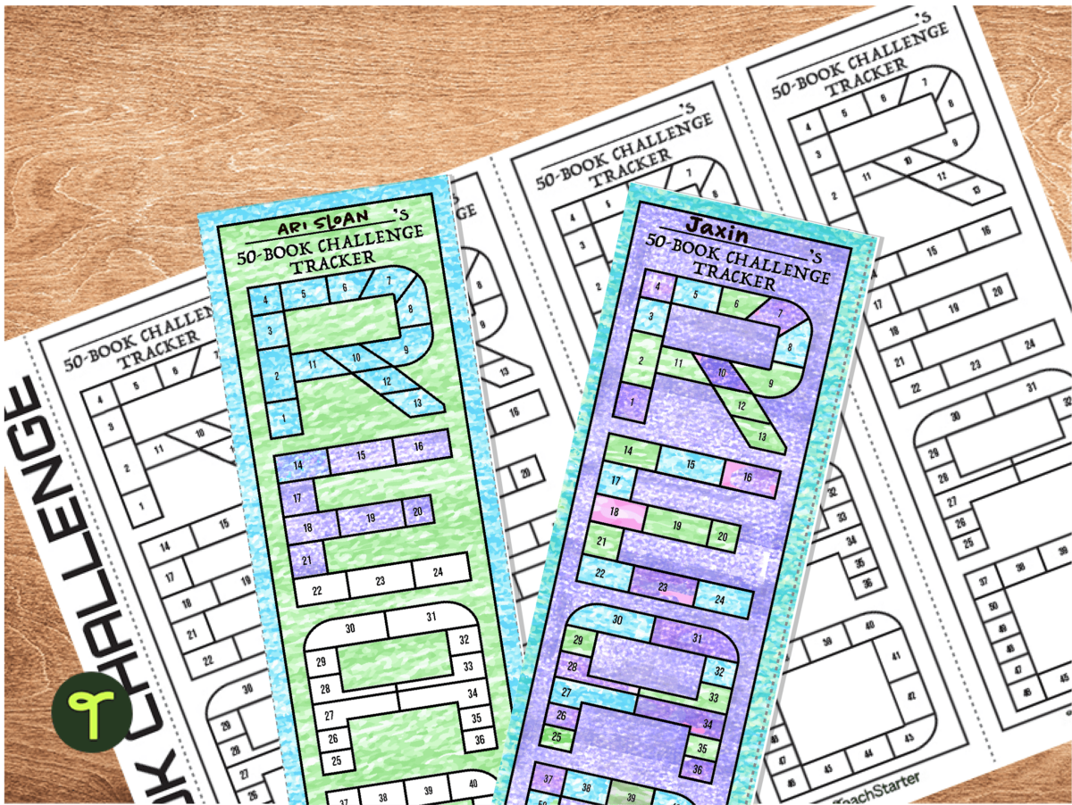 50 book challenge bookmarks to color