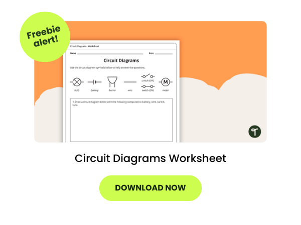 A resource for primary school students called, 'Circuit Diagrams Worksheet'