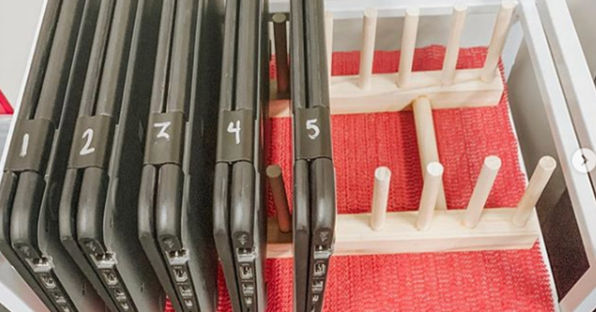 Laptop Storage with wooden pegs