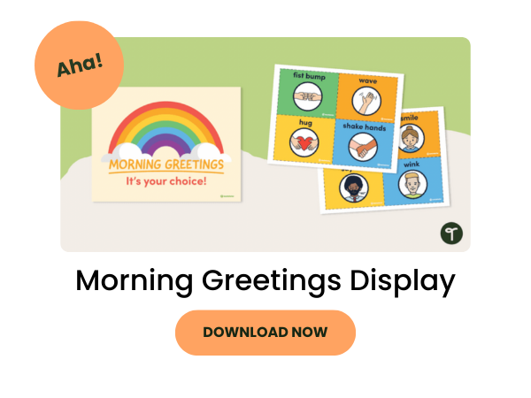 Light green bubble with morning greetings display poster preview and an orange 