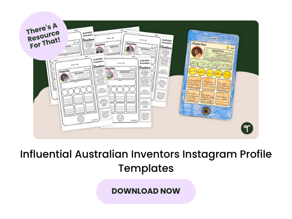 A primary school resources called: Influential Australian Inventors Instagram Profile Templates