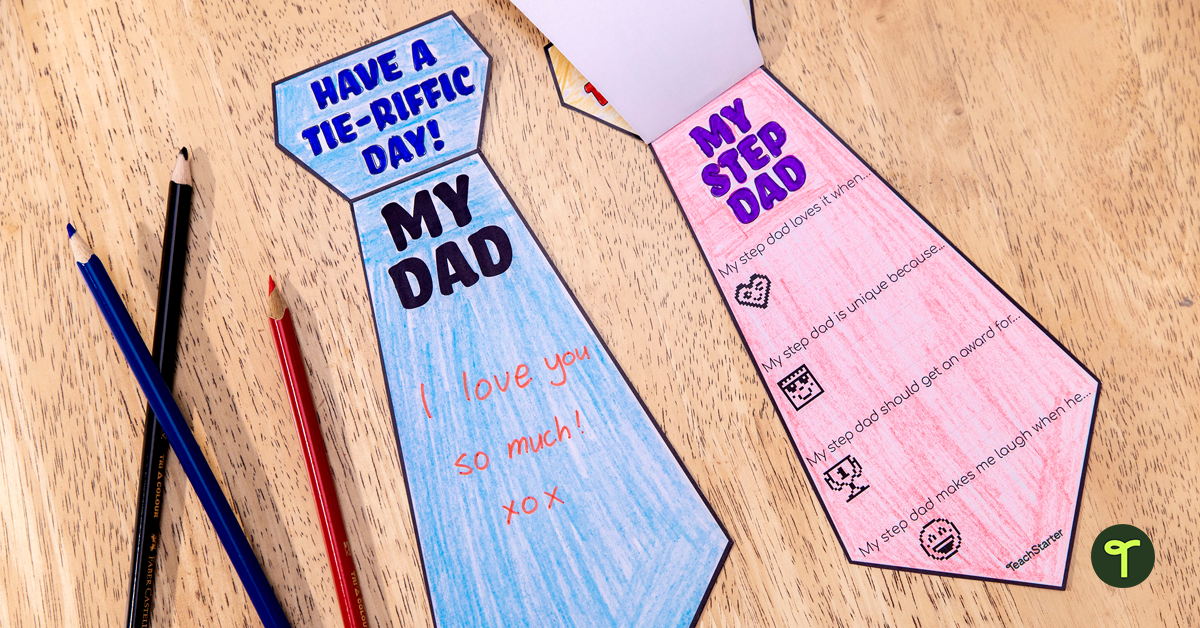 A primary school resource called: Father's Day Tie Template Upper Years