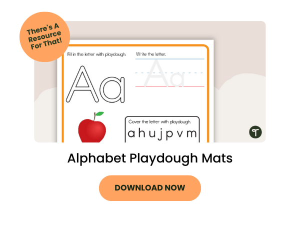Alphabet Playdough Mats with orange 