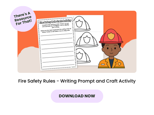 Fire Safety Rules Writing Prompt with pink 