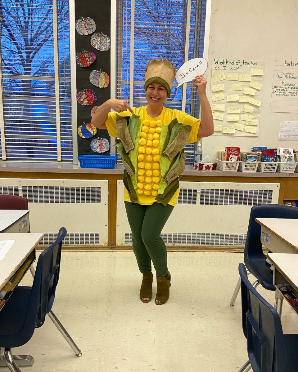 It's Corn Halloween Costume in classroom