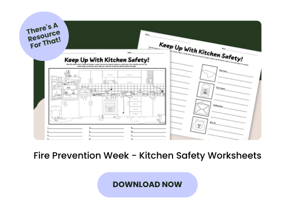 Kitchen Safety Worksheet with purple 