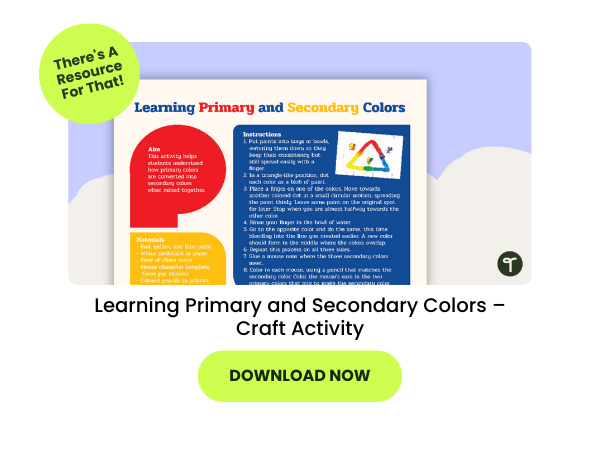 Learning Primary and Secondary Colors Craft Activity with green 